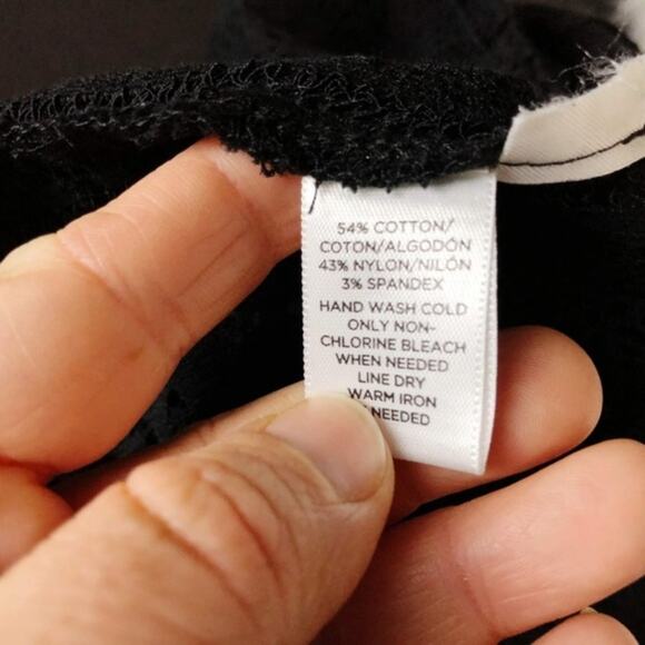 LOFT Medium Petite Womens Black Lace Sheer Top - Picture 6 of 6